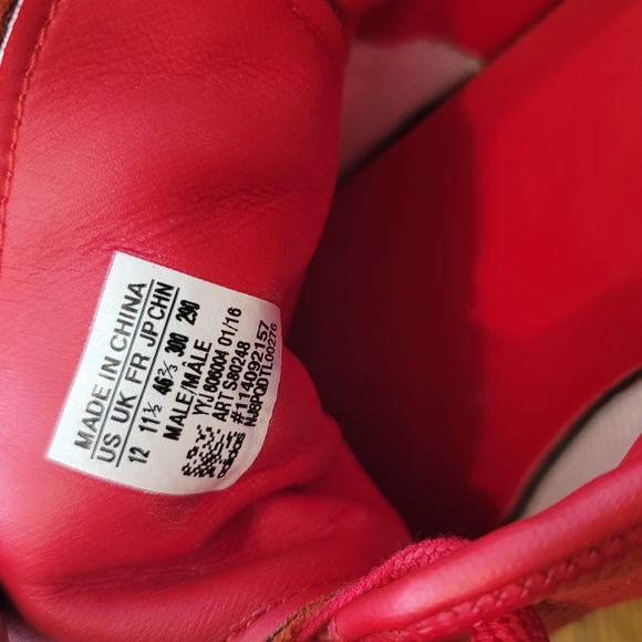 NWOT Adidas Stan Smith Red Genuine Leather Sneakers Gym Kicks Shoes Size 12 - Picture 11 of 14